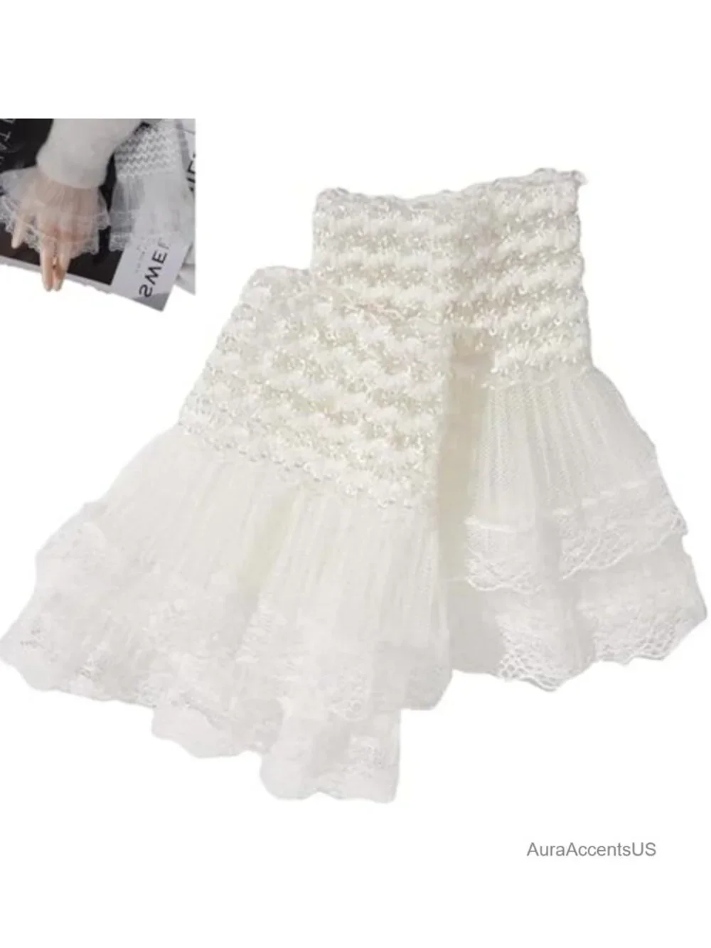 Women's Lolita Lace Gloves Short Wrist Cuff Fashion Accessory